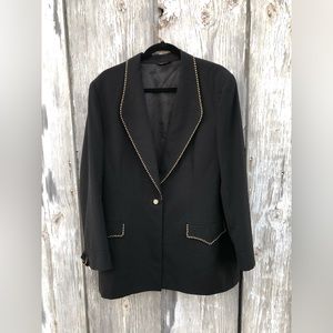 Vintage Mary Kay Black Suit Coat Buttons Cuffs Blazer Jacket Fashion size 14